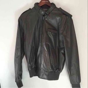 Members Only Charcoal leather jacket.